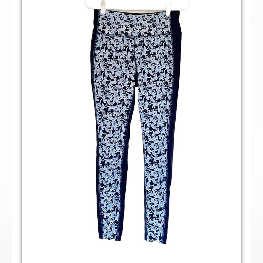 J.CREW x NEW BALANCE leggings size M blue white leopards